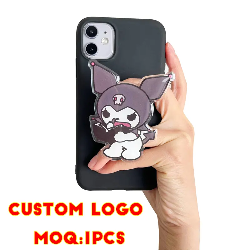 Factory Custom High Quality Acrylic Mobile Phone Grip Tik Tok Phone Holder Stand Poppings Phone Socket Customize Logo