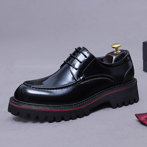 Chaussures à lacets en cuir véritable pour hommes, grande taille, semelle épaisse, augmentant la taille, imperméables, respirantes, style bureau, carrière, automne - Product Image 6