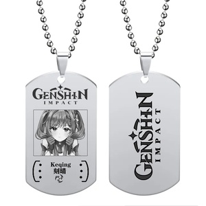 Juego <span class=keywords><strong>Genshin</strong></span> impacto collar Xiao Zhongli titanio acero colgante Moda hombre mujer Cosplay accesorio - Product Image 5