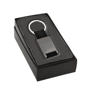 Porte-clés en métal et tissu noir bruni - Product Image 2