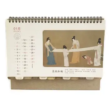 High Quality Personalized Custom Desk Calendar Printing Calendar Wholesale Table Desktop Spiral Festival Clock