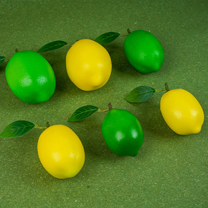 Modèle de fruit artificiel en plastique fait main, écologique, léger, simulation de citron, vert/jaune, pour l'éducation précoce et la décoration intérieure, 70g - Product Image 3