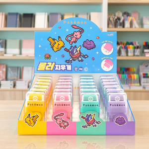 ยางลบลายพิกเซลโปเกมอน รูปทรงกระบอก 24 ชิ้น/กล่อง เครื่องเขียนเด็กเกาหลี น่ารัก แบบหลอด ดินสอ อนิเมะ ย้อนยุค 8 บิต ขายส่ง - Product Image 3