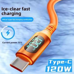 120 Wát hiển thị kỹ thuật số siêu nhanh sạc <span class=keywords><strong>Type</strong></span>-C Cáp dữ liệu phổ <span class=keywords><strong>USB</strong></span> sạc cho điện thoại di động máy ảnh OPPO thiết bị - Product Image 3