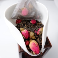 Sac à thé en forme de Rose, fleur noir, Pu, parfumé en pyramide, pour thé