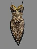 Bodysuit Wanita Seksi Berenda V-neck Lengan Pendek Transparan 95% Poliester Lingerie Berlubang