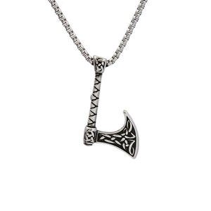 Personalizado al por mayor de moda de acero inoxidable Vintage vikingo celta <span class=keywords><strong>Tomahawk</strong></span> joyería collar gótico hacha colgante para hombres - Product Image 1