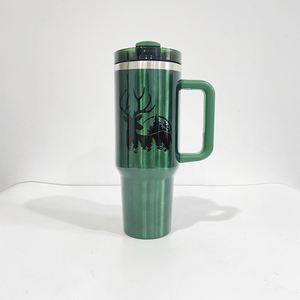 20 Pack Custom Logo H2.0 <b>40Oz</b> Christmas Gift Red Green Sublimation Glossy Metallic Look <b>Tumbler</b> <b>With</b> <b>Handle</b> and Straw - Product Image 2