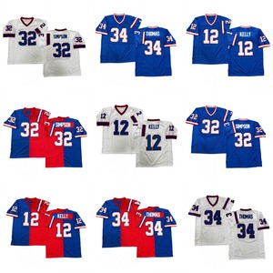 Maillot de rugby vintage pour homme, style cousu, 12 Jim Kelly 32 O.J. Simpson 34 Thurman Thomas 78 Bruce Smith 83 <span class=keywords><strong>Andre</strong></span> Reed S-3XL - Product Image 1