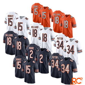 Vente en gros de vêtements pour hommes18 # Williams84 # Loveland34 # Maillots de football américain Payton, édition limitée, cousus, 100 % polyester, séchage rapide - Product Image 1