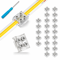 Lot de 25 connecteurs transparents sans soudure à 2 broches de 8 mm pour ruban LED, fixation par vis, joint sans interstice pour COB monocouleur