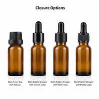 Botol Minyak Esensial Kaca Amber 5ml 10ml 15ml 20ml 30ml 50ml 100ml dengan Pilihan Tutup Pipet