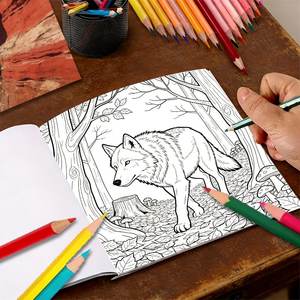Cuadernos de Colorear con Diseños de Lobos, Impresión de Logotipo Personalizado en la Cubierta, para Tiendas de Regalos y Vendedores en Línea, Libro para Aliviar el Estrés - Product Image 2