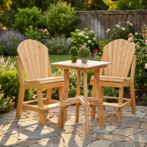 Ensemble table et chaises de jardin en bois, mobilier d'extérieur pour patio, sièges Adirondack, ensemble repas pour pelouse - Product Image 1