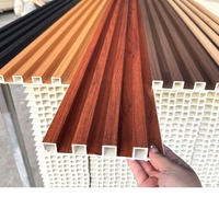 Panneau mural en grille PVC/WPC écologique et imperméable - Gris, résistant à l'humidité, ignifuge, pour hôtel, appartement, hôpital