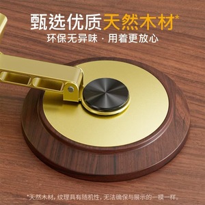 Baimo Metal <b>Rotating</b> Phone Stand With Wooden Base Desktop Holder Gold Color - Product Image 3