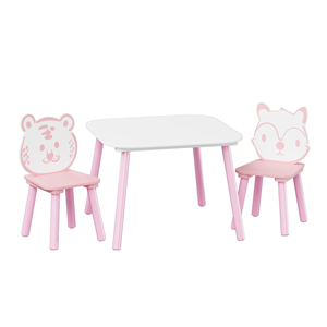 3-Piece Kids <b>Table</b> & Chair Set, Wooden Toddler Desk with Animal Backrest, <b>Activity</b> <b>Table</b> for Playroom & Nursery - Product Image 6