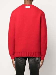 Pull rouge tricoté à col rond personnalisé avec poignets amples confortable à manches longues pull pour hommes de haute qualité - Product Image 4