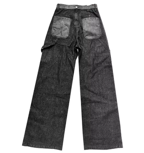 Pantalones Vaqueros <span class=keywords><strong>de</strong></span> Mezclilla Vintage para Hombre, Lavado Ácido, Personalizados, con Remaches, Estilo Cargo, Ajustados, Casuales - Product Image 2