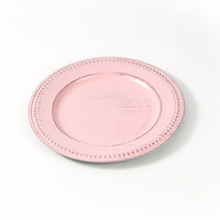 Assiettes de présentation vintage en turquoise perlée réutilisables pour mariage en vrac, 13 pouces, pour événements et fêtes