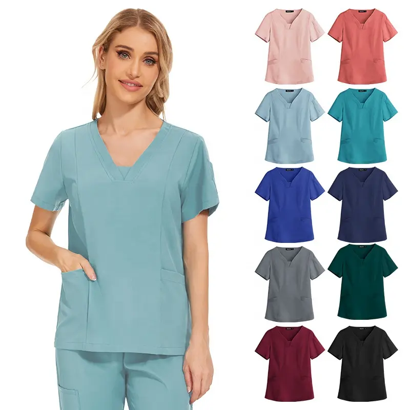 Oem logo custom nurse uniforms scrub abiti manica corta medico infermiere dental hospital uniform set top jogger pants scrubs