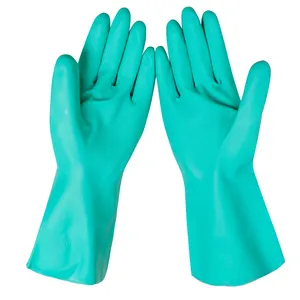 Heavy Duty Green Nitrile Wide Range Gloves Industrial Work Good Protection Against Wide Range Chemical Gloves