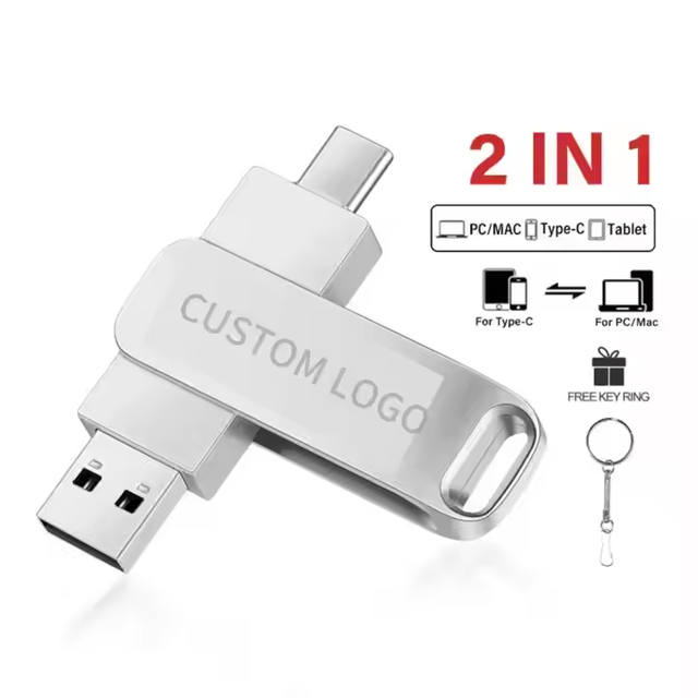 Bulk Cheap Otg 2In1 Usb Flash Drive 128Gb 64Gb 32Gb Fast Speed 16Gb 8Gb 4Gb Otg Swivel Pendrive Promotional Mini Usb Flash Drive