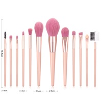 Ensemble de 12 pinceaux de maquillage professionnels de haute qualité, vegan, avec manche en bois rose, pour anticernes et crayon à sourcils, en nylon, vente en gros