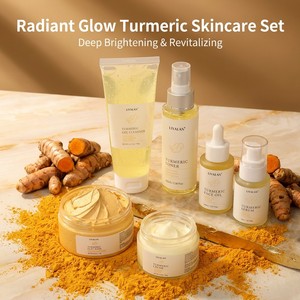 Set de Cuidado Facial Radiant Glow <span class=keywords><strong>con</strong></span> Cúrcuma, Kit Iluminador <span class=keywords><strong>con</strong></span> Mascarilla de Arcilla, Sérum, Limpiador, Tónico, Aceite Facial y Crema, Marca Privada - Product Image 2