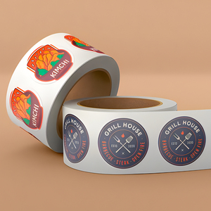 Autocollant adhésif rond en vinyle imperméable personnalisé, étiquette de produit alimentaire, impression personnalisée en feuille d'or, autocollant avec <span class=keywords><strong>code</strong></span> QR - Product Image 3