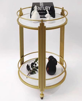Chariot de service buffet 3 niveaux en verre trempé transparent noir et acier inoxydable avec roulettes, capacité 10L, multi-usages