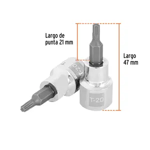 Juego de 6 llaves de vaso Torx T-20, con accionamiento de 3/8 pulgadas, TRUPER - Product Image 3