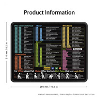 Tapis de Souris Personnalisable avec Raccourcis Clavier Anglais, Nouveau Design, Petit et Grand, Antidérapant, pour Bureau, Ordinateur Portable et PC