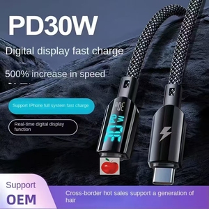 Thông minh hiển thị kỹ thuật số siêu nhanh sạc pd30w Loại-C xe dòng dữ liệu với braid che chắn và TPE chất liệu - Product Image 5