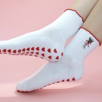 Chaussettes de yoga antidérapantes professionnelles personnalisées, studio de Pilates, anti-déchirure, 100% coton, nouvelles chaussettes à volants tendance