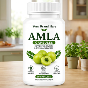 Suplemento Dietético Herbal de Amla de Marca Privada, 60 Cápsulas, Vegano, Antioxidante, para el Crecimiento del Cabello, Equilibrio del pH, para Adultos y Niños, OEM/ODM - Product Image 1