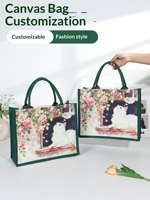 Sac fourre-tout en toile à imprimés animaliers vintage avec boucle magnétique, grande capacité, logo personnalisable, sac de shopping et cadeau écologique
