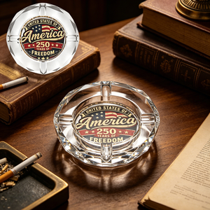 Cendrier en cristal pour le 250e anniversaire de l'indépendance des États-Unis, cendrier rond en verre imprimé Aigle Américain pour la décoration de la fête du 4 juillet - Product Image 6