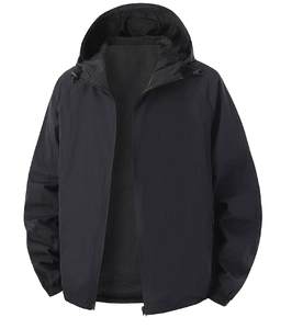 Unisex Casual Windproof Hooded Zipper <b>Jacket</b> Finished Eco-friendly Nylon Outdoor Fashion Outerwear Stand Collar Front Logo - Product Image 1