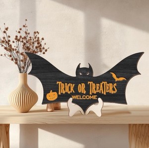 UIONEN Adornos Clásicos Personalizados de Madera para Halloween, Decoraciones para el Hogar, Letreros Decorativos de Escritorio - Product Image 1