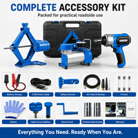 Kit d'outils d'urgence professionnel : cric ciseaux 3T 12V avec clé à chocs électrique et gonfleur de pneus portable