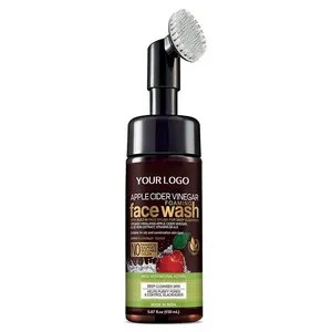 Private Label Apple Cider Vinegar Foam Brush Exfoliating Face Wash Deep Cleansing Anti Acne Exfoliating Men Facial Cleanser