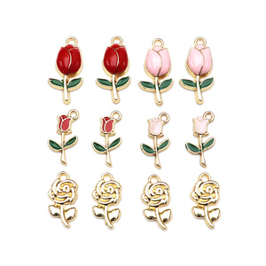 Rose Flower Pendants Alloy Jewelry Findings For Necklace Making Oil Dripping Finish Zinc Alloy DIY Accessories - Product Image 1