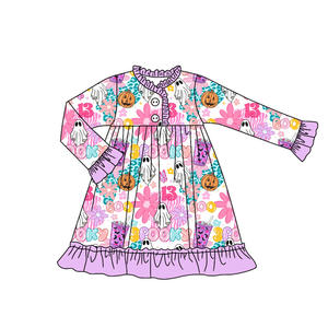 Personalizado Halloween Spooky BOO flor niñas pijamas trajes vestido ropa de dormir Bebé durmientes hermana fósforos ropa de niños - Product Image 4
