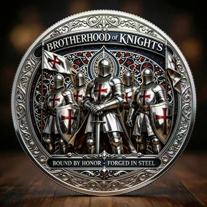 Moneta Commemorativa Hot della Fratellanza dei Cavalieri, Design 3D Guerriero Templare 'Chiamami Fratello', Regalo da Collezione, Vendita all'Ingrosso - Product Image 3