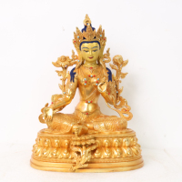 Handgefertigte Grüne Tara Buddha-Statue aus Messing, Metallkunst-Skulptur für Heimdekoration und Tempelaltar