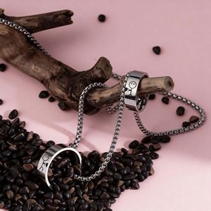Collar con Anillo <span class=keywords><strong>de</strong></span> Acero Inoxidable <span class=keywords><strong>al</strong></span> por Mayor, Collana Con Ciondolo Ad Anello, para Siempre Suya, para Siempre Suya, para Parejas - Product Image 4