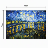Peinture à l'huile artisanale sur toile 73x92cm, Nuit étoilée au-dessus du Rhône de Van Gogh, texture impasto, décoration murale pour salon