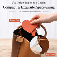 Petit miroir de poche rotatif en cuir PU en forme de cœur avec mousqueton, pour maquillage et cosmétiques, personnalisable avec logo