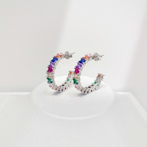 wholesale plata 925 sterling silver black zircon trendy <b>earring</b> Party classic ladies geometric rhinestone <b>fine</b> <b>stud</b> <b>earrings</b> - Product Image 3